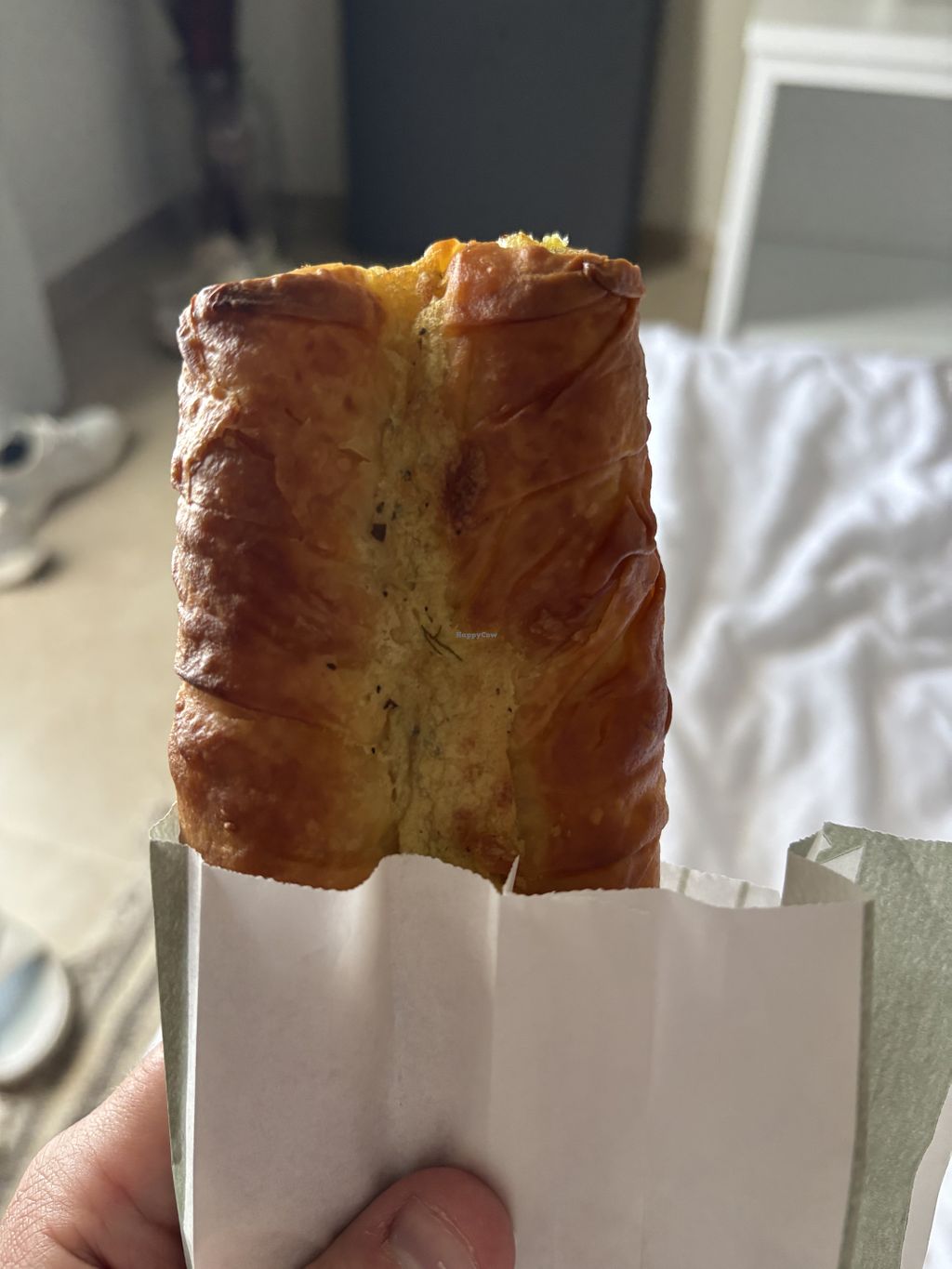 Close view of a savory pastry from Svoronos Bakery