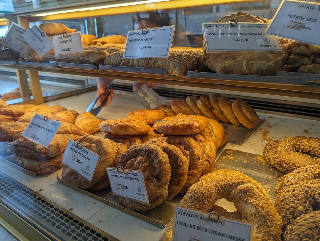 Savory pastries in the Svoronos display